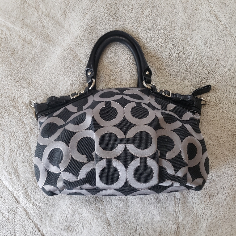 Coach Black and Gray Signature Handbag - Picture 5 of 13